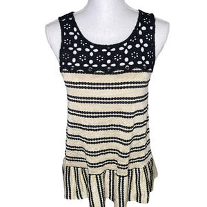 Free People Molly Retro Stripe Peplum Women's Sleeveless Top sz Small